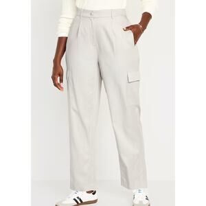 Old Navy Silver Gray Extra High Waisted Taylor Trouser Cargo Pants NEW XL Womens